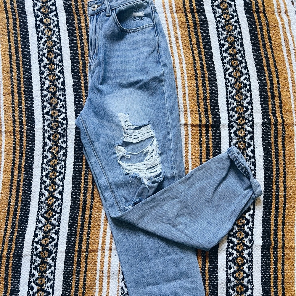 SHEIN Light Blue Distressed Jeans